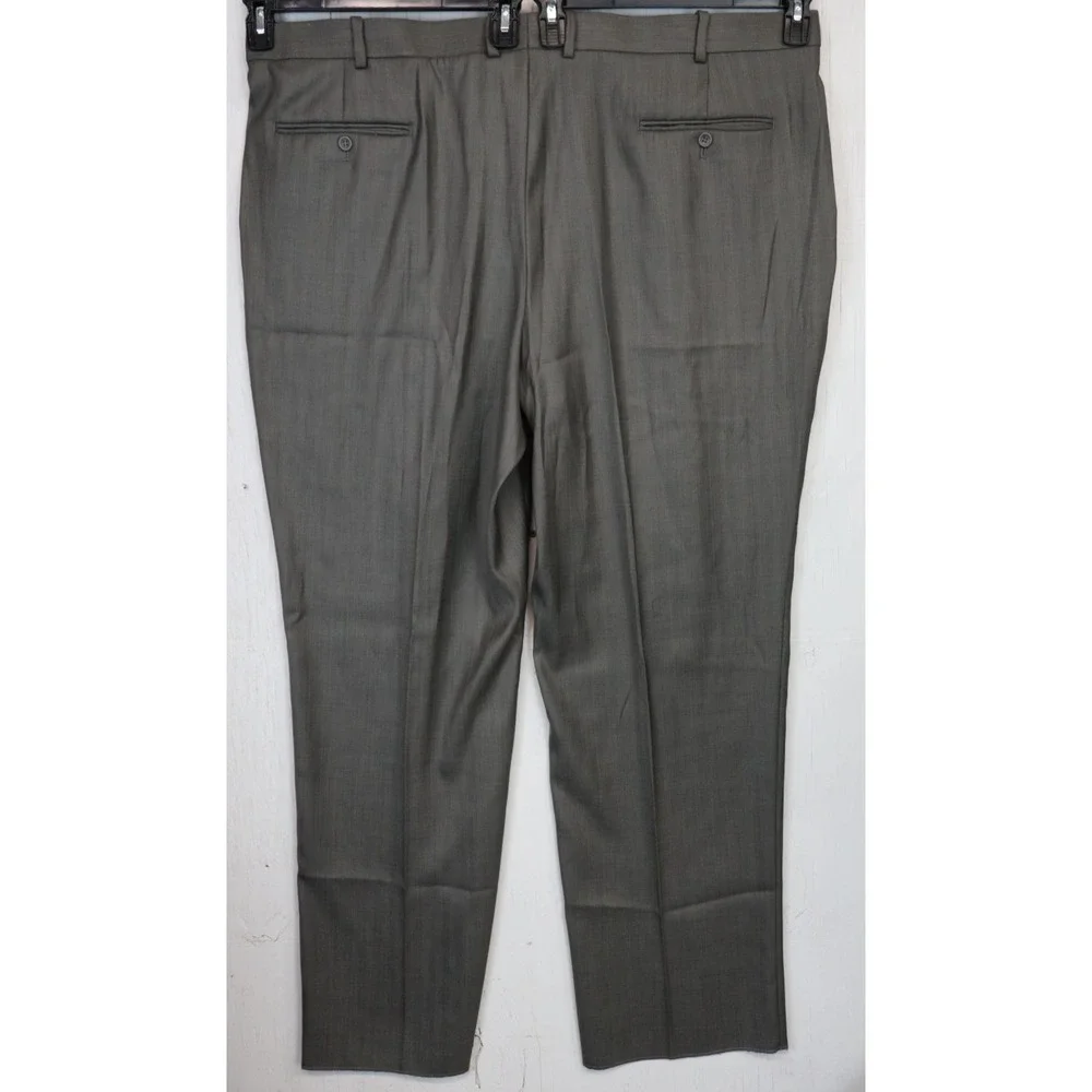 Mens Caravelli Super 150s Dress‎ Pants Pleated Dark Taupe Gray Size 50 x UFN New